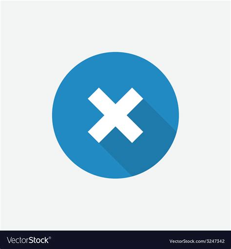 Close Flat Blue Simple Icon With Long Shadow Vector Image