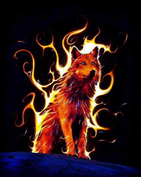 Fire Wolf Fantasy Wolf Fantasy Art Tier Wolf Origin Of Halloween