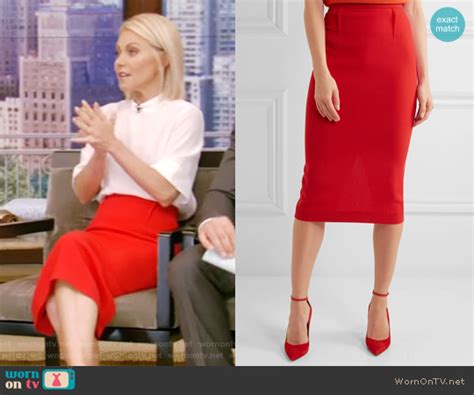 Wornontv Kellys White Top And Red Pencil Skirt On Live With Kelly And