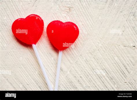 Red Heart Shaped Lollipops Stock Photo Alamy