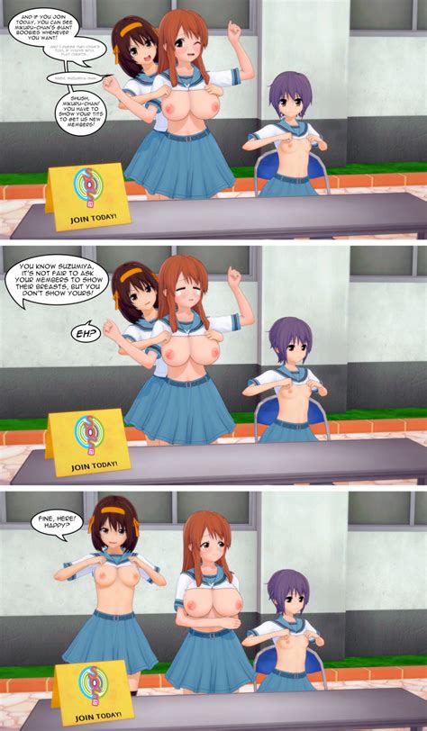 Rule 34 2021 3d 3girls Asahina Mikuru Assisted Exposure Bare Midriff Big Breasts Breast Size