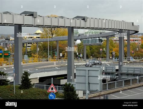 Skytrain Duesseldorf International Airport Germany Train Approaching