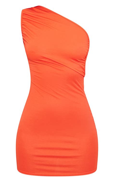 Orange One Shoulder Tie Back Detail Bodycon Dress Prettylittlething Aus