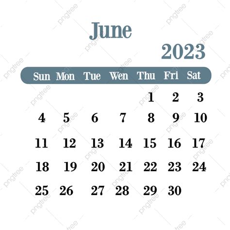 Calendario Simple De Junio De 2023 Png Calendario 2023 Junio Png Y