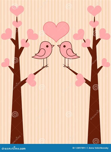 Cute Birds Couple Stock Vector Illustration Of Flower 12897891