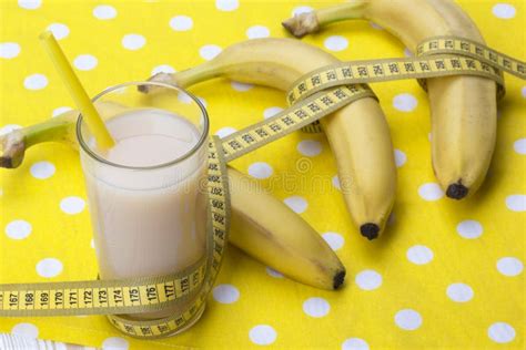 Banana Juice With Bananas And Measuring Tape Stock Image Image Of