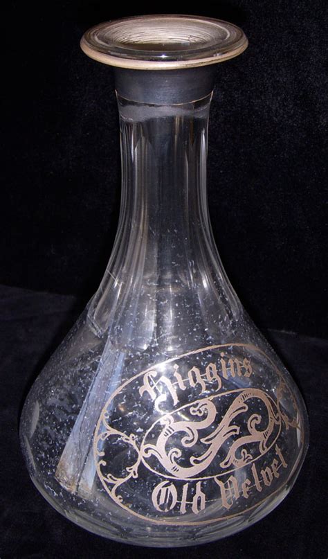 1890s Higgins Old Velvet Rye Whiskey Barback Bottle Silver Overlay On