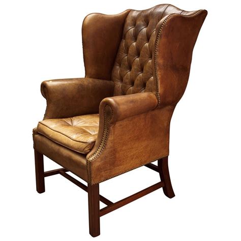 Oversized English Beige Leather Wingback Chair At 1stdibs