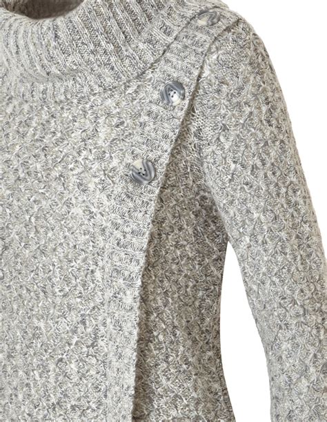 Grey Cowl Neck Wrap Sweater Cleo