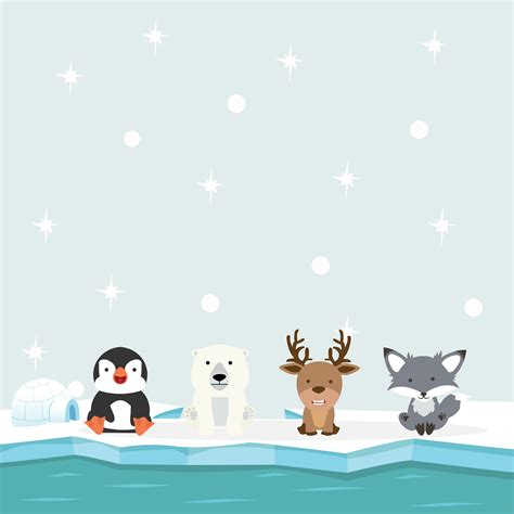 Cute Arctic Animals North Pole In Ocean 1975365 Vector Art At Vecteezy