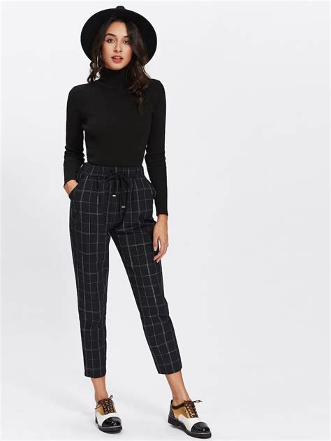 Drawstring Waist Plaid Crop Pants | Cropped pants, Drawstring waist