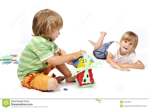 Busy Children In Studio Stock Photo Image Of Rubber 34270094