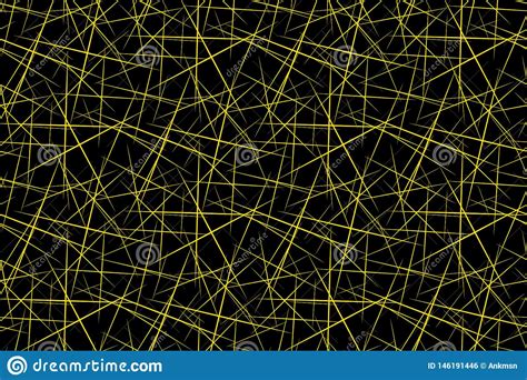 Abstract Background Of Yellow Geometric Shapes Black Modern Seamless
