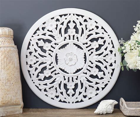 Marbella Round Carved White Wall Decor Wall Art Beautiful Framed