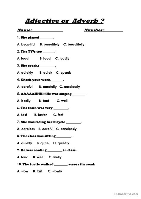Adjective Or Adverb English Esl Worksheets Pdf And Doc