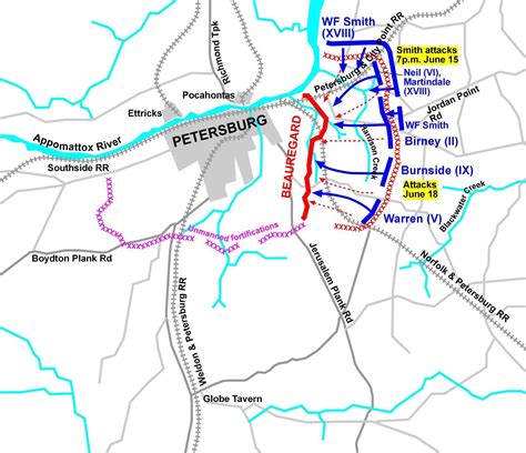 Map Of The Petersburg Campaign June 1516 1864 Encyclopedia Virginia