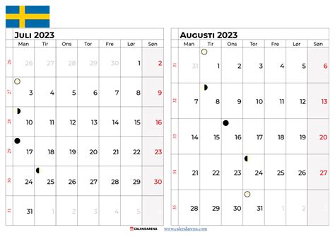 Kalender Juli 2023 Sverige Med Veckonummer