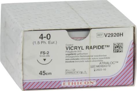 Hechtset Vicryl Rapide 4 0 Fs2 Steriel Per 36 Stuks