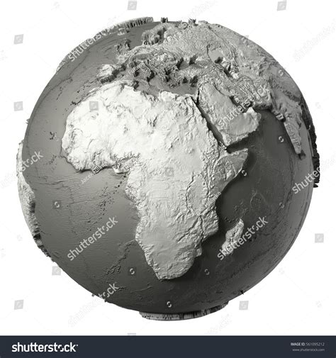 Globe Model Detailed Topography Without Water Stock Illustration 561095212