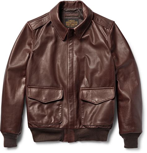 Schott Nyc A 2 Full Grain Leather Bomber Jacket In Chocolate Brown