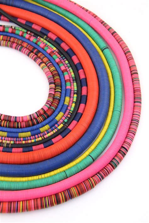 Vintage African Vinyl Record Beads Assorted Sizes And Colors 4 14mm