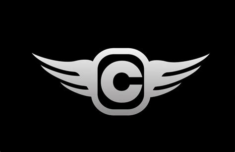 C Alphabet Letter Logo For Business And Company With Wings And Black