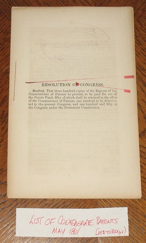 Resolution Of Congress Confederate States Of America Richmondjanuary