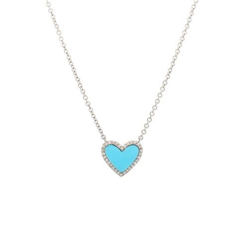 Turquoise And Sterling Silver Heart Necklace Lingerose Com