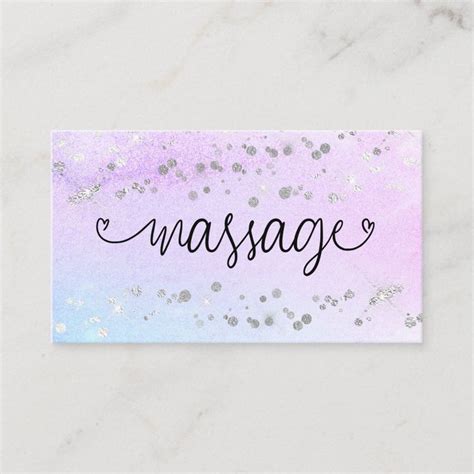 Massage Therapist Hearts Glitter Pastel Business Card Zazzle In 2022 Pastel Business Cards