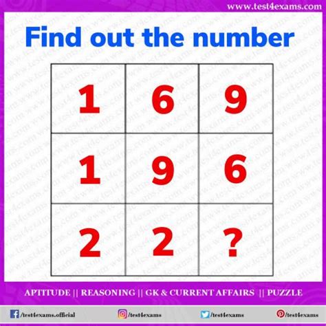 Find Out The Missing Number Puzzle Math Puzzle Logic Test 4 Exams