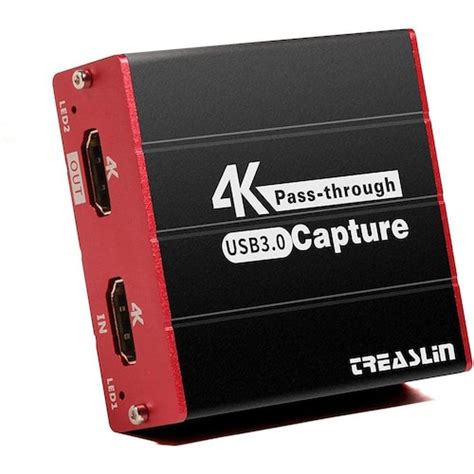 Treaslin Capture Card Hdmi Game Usb3 0 4k Video Hdmi Capture Card Live Streaming Share Para