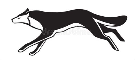 Black And White Silhouette Of Running Dog Vector Isolated Stylized