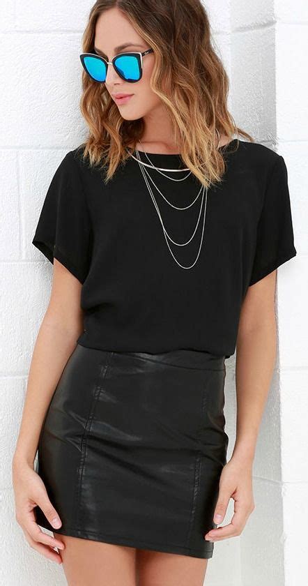 Outfit Ideas Leather Skirt Outfits Fashion Accessory Leather Skirt Pencil Skirt Crop Top T