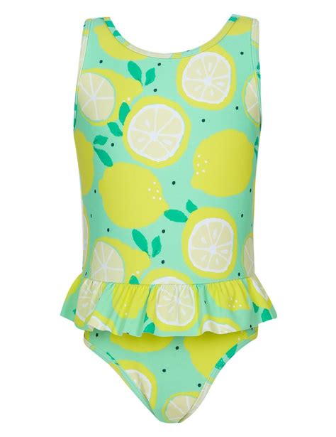 Lemon Print Swimsuit With Chlorine Resistant Mands Kids Swimwear Girls
