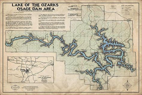 Lake Of The Ozarks Old West Style Map With Cove Names And Mile Etsy