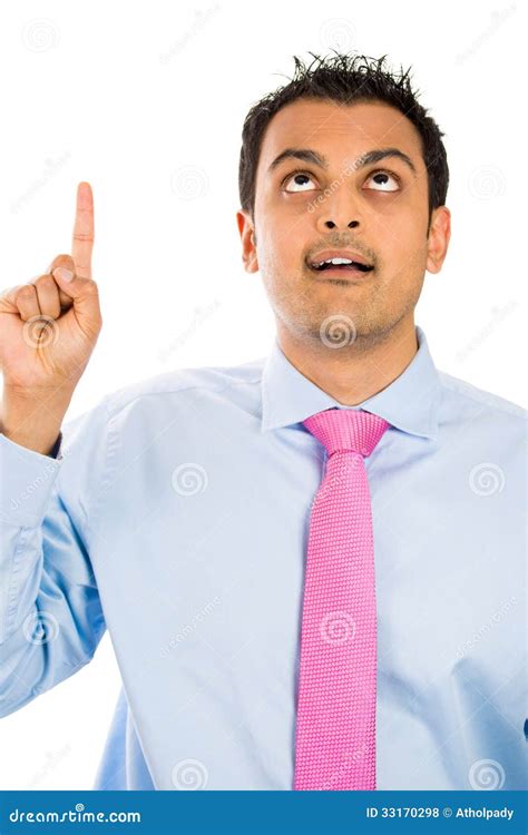 Goofy Idiot Lamebrain Numbskull Nerd Geek Looking And Pointing Up