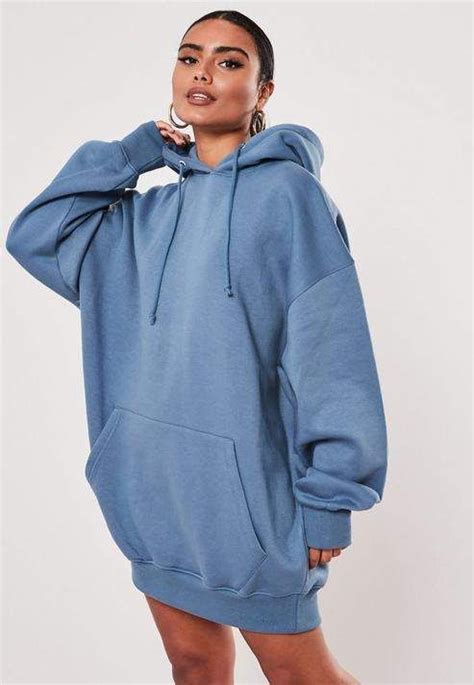 Missguided Blue Lamour Graphic Oversized Hoodie Sweater Dress In 2020 Hoodie Dress Outfit