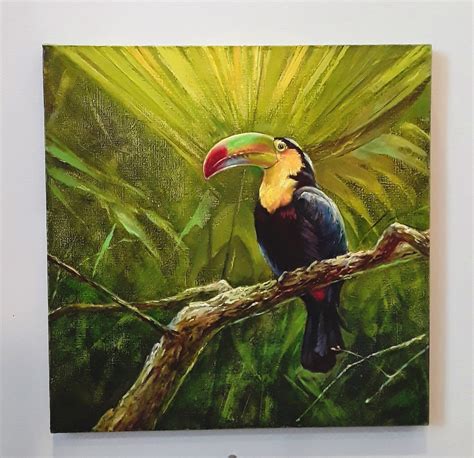Toucan Painting Tropical Birds Original Art Animal Oil Etsy