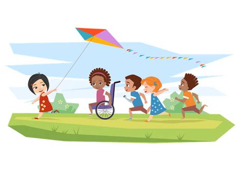 Premium Kids With Disabilities Playing With Each Other Illustration