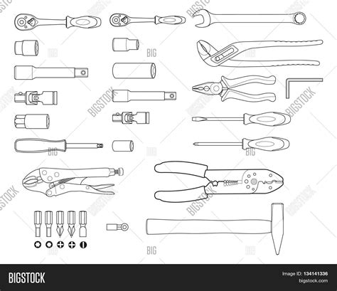 Hand Tools Set Icons Image And Photo Free Trial Bigstock