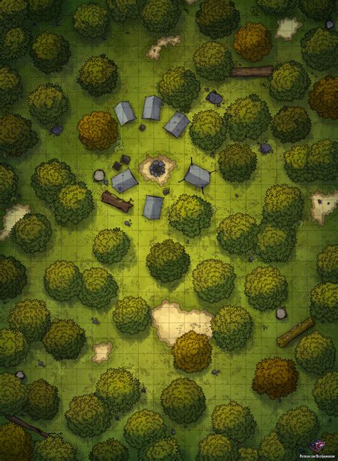 Forest Camp Battle Map 22x30 Dndmaps Dnd World Map Fantasy World