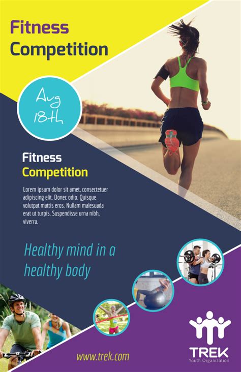 Colorful Fitness Competition Flyer Template Mycreativeshop