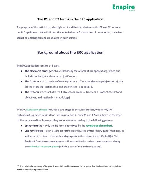 Pdf The B1 And B2 Forms In The Erc Application Background About The