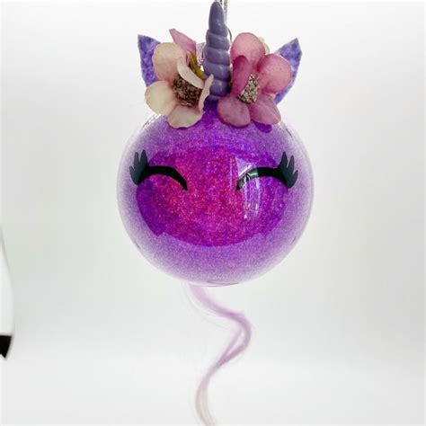 Unicorn Christmas Ornament Plastic Shatterproof Purple Etsy
