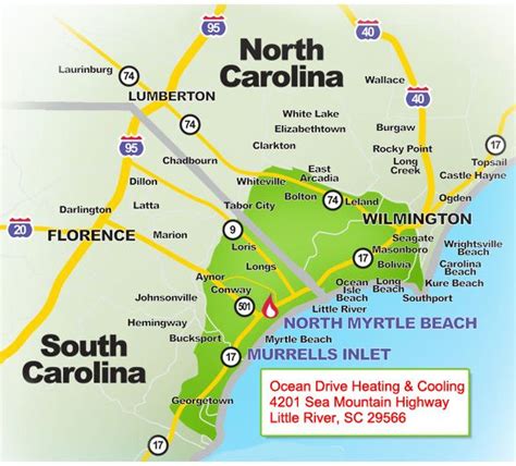 Map Of North And South Carolina Beaches