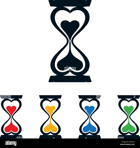 Heart Shaped Hourglass On White Background Romance Icons Design Stock