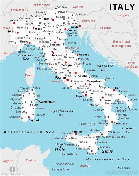 Italy City Map Map Of Italy With City Names Southern Europe Europe
