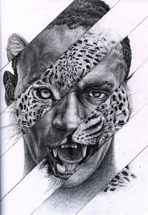 Human Cheetah Usain Bolt Contrast Art Metamorphosis Art Gcse Art Sketchbook
