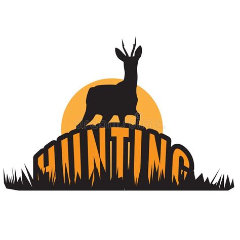 Hunting Or Hunter Club Symbol Logo With Deer And Gun Stock Vector