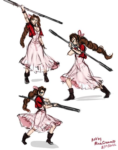 Daily Sketch 16 Aerith FFVII Remake By Minacream From Patreon